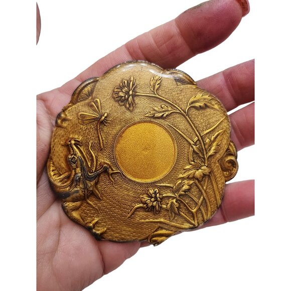 Vintage Art Nouveau French Lacquered Huge Brooch (A2197) - Picture 2 of 4